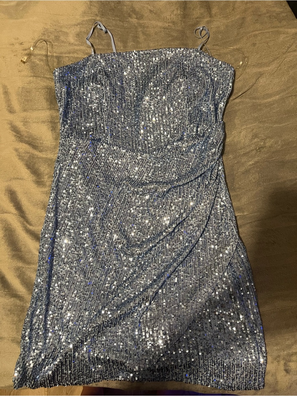 Sparkling Blue Sequin Slip Dress